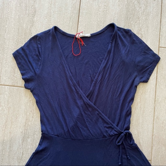 Wrap like sundress vneck  navy dress - Picture 4 of 7